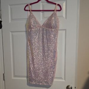 Fashion Nova Shimmering Pink Sequin Mini Dress